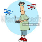 Teenage Boy Flying a Remote Control Model Airplane Clipart © djart #5031