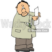 Worried Man Holding a Blank Legal Document In His Hand Clipart © djart #5034