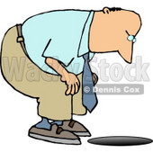 Man Looking Down an Uncovered Manhole Clipart © djart #5043