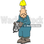 Man Wearing a Yellow Hardhat and Holding a Respirator Clipart © djart #5044