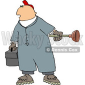 Plumber Man Holding a Toolbox and Toilet Plunger Clipart © djart #5051