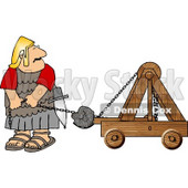 Roman Army Soldier Firing Projectiles from a Catapult Clipart © djart #5080