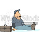 Man Slipping On Water Puddle and Falling to the Ground Clipart © djart #5099