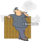 Man Smoking a Big Cigarette In His Backyard Against a Fence Clipart © djart #5102