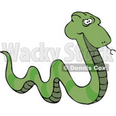 Green Patterned Snake Tasting the Air with its Tongue Clipart © djart #5104