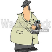 Male Spy Wearing a Trench Coat and Holding Binoculars Clipart © djart #5137