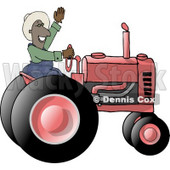 Male Ethnic Farmer Waving Hello On a Tractor Clipart © djart #5143