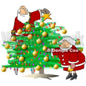 Santa & Wife Decorating Christmas Tree Clipart © djart #5156