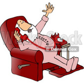 Santa Talking On a Phone While Sitting in a Reclined Chair Clipart © djart #5159