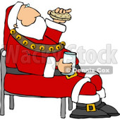 Santa Eating Chocolate Chip Cookies and Drinking Milk Clipart © djart #5174