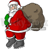 Santa Carrying Full Bag of Christmas Presents Clipart © djart #5175