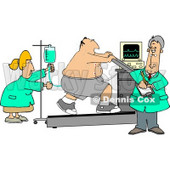 Obese Patient Hooked Up to Medical Machines While Running On a Treadmill and Being Cared for by Doctors & Nurses Clipart © djart #5188