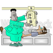 African American Male Doctor Taking an X-ray of His Patients Chest Clipart © djart #5189