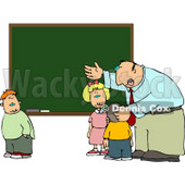 Elementary Male School Teacher Explaining to Students In Front of a Chalkboard Clipart © djart #5194
