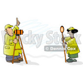 Male & Female Surveyors at Work with Leveling Instruments Clipart © djart #5196