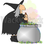 Wicked Witch Stirring a Magical Potion in a Cauldron with a Wooden Spoon Clipart © djart #5204