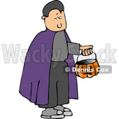 Boy Wearing Halloween Vampire Costume and Trick-or-treating with a Pumpkin Candy Bucket Clipart © djart #5212