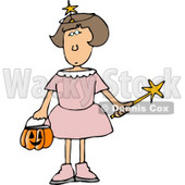 Girl Wearing Halloween Fairy Godmother Costume While Trick-or-treating Clipart © djart #5213