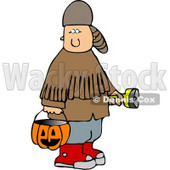 Boy Wearing Halloween Davy Crockett Costume While Trick-or-treating Clipart © djart #5214