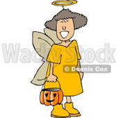 Girl Wearing Halloween Angel Costume While Trick-or-treating Clipart © djart #5216