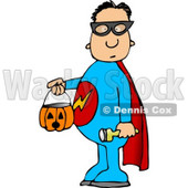 Boy Wearing Halloween Superhero Costume While Trick-or-treating Clipart © djart #5220