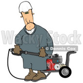 Man with a Heavy Duty High Performance Gas Powered Water Pressure Washer Clipart © djart #5232