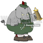 Humorous Elephant Holding a Beer Stein While Celebrating Oktoberfest - Holiday Clipart © djart #5235