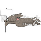 Dog Holding Onto a Blank Sign Pole While Being Blown Around in a Severe Tropical Wind Storm Clipart © djart #5241