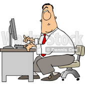 Man Typing On a Computer Keyboard In His Office at Work Clipart © djart #5252