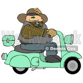 Cowboy Test Driving New Fuel Efficient Scooter Clipart © djart #5254