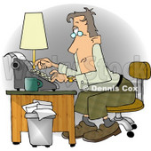 Busy Man Typing On a Typwriter In His Office at a Publishing Firm Clipart © djart #5255