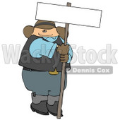 Fat Cowboy Holding a Blank Sign Clipart Illustration © djart #5256