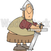 Humorous Roman Soldier Trying to Pull His Stuck Sword from Ground Clipart © djart #5262