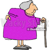 Obese Elderly Woman Walking On a Cane with a Painful Back Clipart © djart #5266