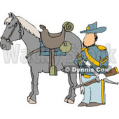 Armed Union Soldier Standing Beside His Horse Clipart Illustration © djart #5470