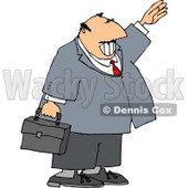 Smiling Businessman Waving Hello or Goodbye Clipart Illustration © djart #5471