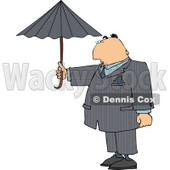 Businessman Standing Outside Under an Umbrella in Rainy Weather Clipart Illustration © djart #5472