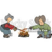 Gay Cowboys Cooking Hot Dogs Over a Campfire Clipart Illustration © djart #5478