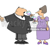 Husband & Wife Drinking Wine at a Party Clipart Illustration © djart #5484