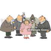 Obese Men and a Woman Drinking Wine at a Party Clipart Illustration © djart #5487