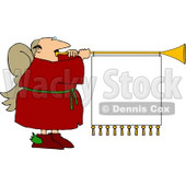 White Male Christmas Angel Playing Music with Blank Sign Clipart Illustration © djart #5488