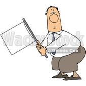 Submissive Businessman Holding a White Flag Clipart Illustration © djart #5490
