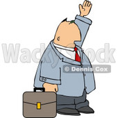 Businessman with Briefcase Trying to Wave Down a Taxi in a Big City Clipart Illustration © djart #5494