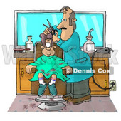 Boy Getting His 1st Haircut at a Professional Barbershop Clipart Illustration © djart #5497