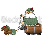German Man Transporting a Wooden Barrel/Keg of Beer to a Party Clipart Illustration © djart #5499