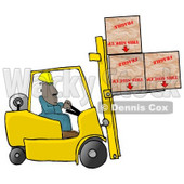 Forklift Driver Delivering Fragile Boxes Upside Down Clipart Illustration © djart #5505