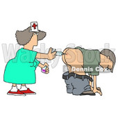 Patient Getting Shot In the Butt by a Nurse with a Syringe Clipart Illustration © djart #5515