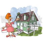 Female Realtor Taking a House Off the Market Clipart Illustration © djart #5518