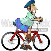 Happy Man Wearing a Safety Helmet While Riding a Bicycle Clipart Illustration © djart #5605