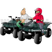 Father and Son, Man and Boy, Riding ATV Four Wheelers Clipart Illustration © djart #5606